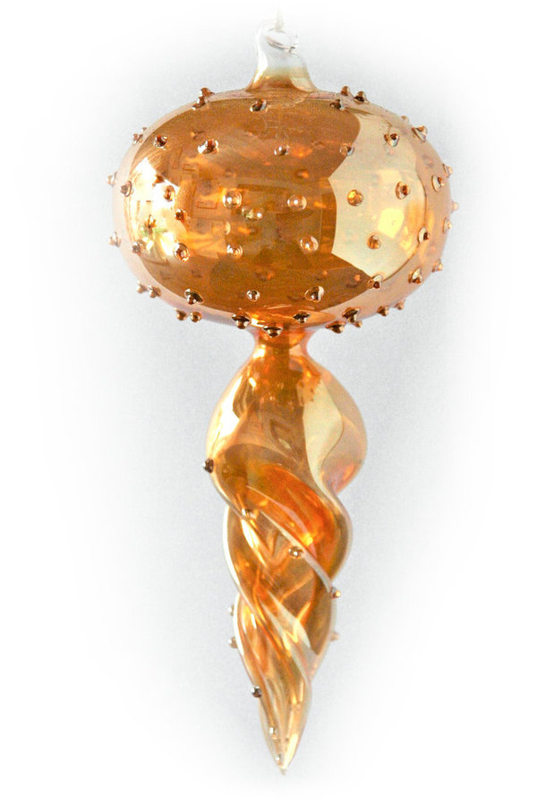 Glashänger Fensterschmuck Pilz orange-bernstein d7 h17 cm