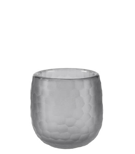 Kaheku Windlicht Vase Glas Evra grau Wabenstruktur h14 cm