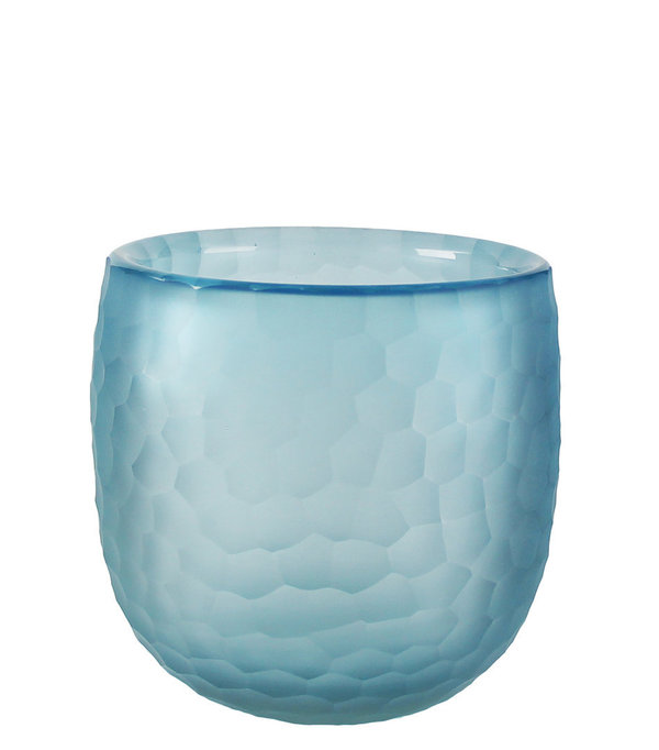 Kaheku Windlicht Vase Glas Evra seeblau Wabenstruktur h21 cm