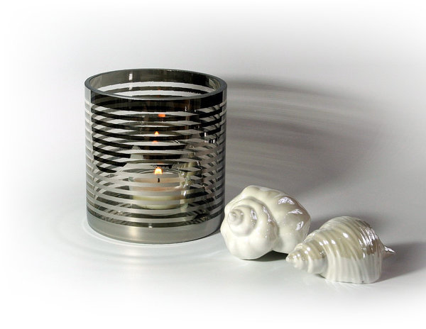 Kaheku Zylinder Glas Teelichthalter Pairas silber Ringe d10 h10 cm