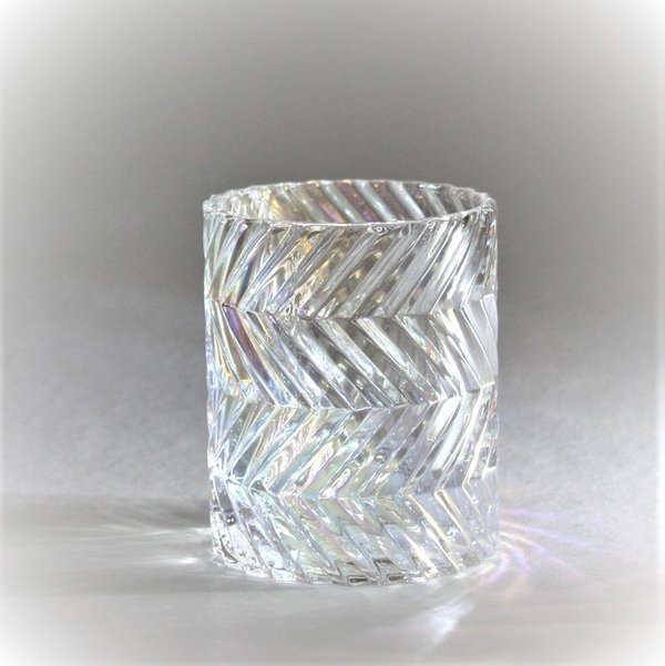 Kaheku Teelichthalter Glas Hathor klar verspiegelt d8 h9 cm