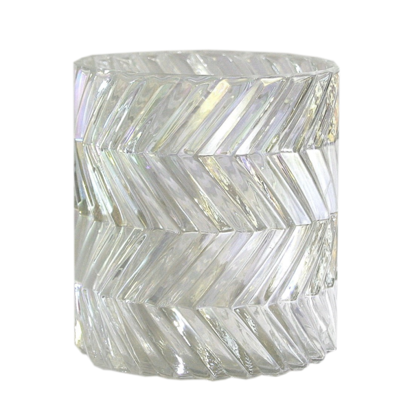 Kaheku Teelichthalter Glas Hathor klar verspiegelt d10,5 h12 cm