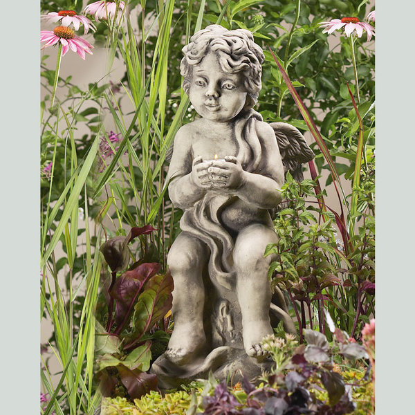 Zauberblume Gartenfigur Engel Buketta Betonguss h49 cm
