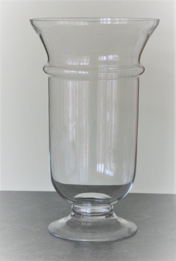 Windlicht-Glas mit Fuß groß transparent h30 cm
