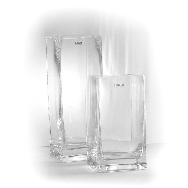 Kaheku Vase Corner Glas eckig klar Glasvase 11 x 11 x 31 cm