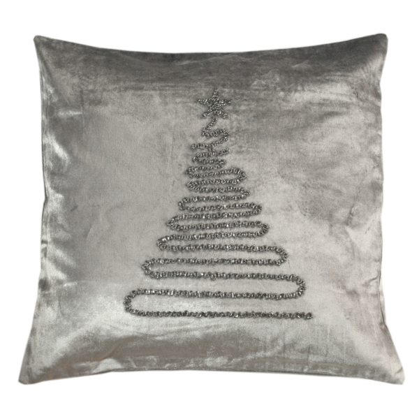 Kaheku Kissenhülle Mano Samt Weihnachten festlich grau Tanne 45 x 45 cm