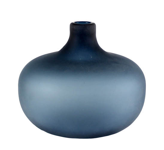 Kaheku Vase Glas Sanica bauchig blau matt satiniert d21 h18 cm