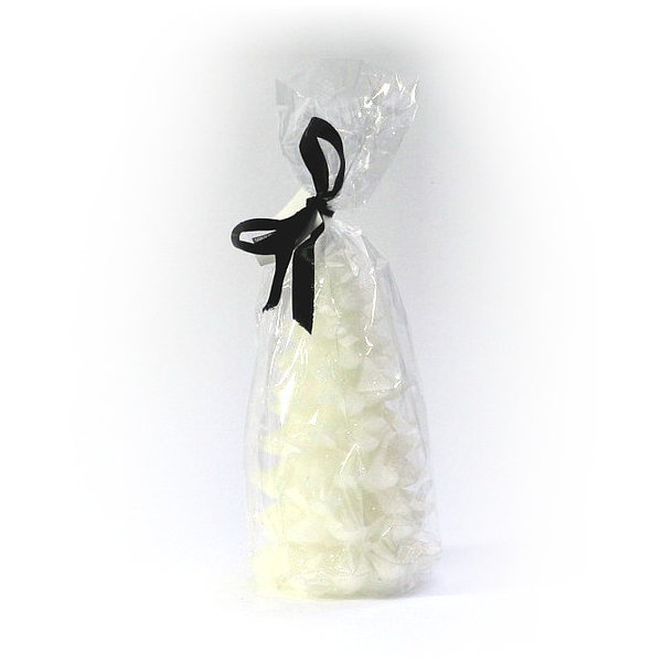 Kaheku Dekokerze Voto Mini-Tannenbaum weiß glitter h17,5 cm