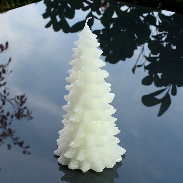 Kaheku Dekokerze Voto Mini-Tannenbaum weiß glitter h20 cm