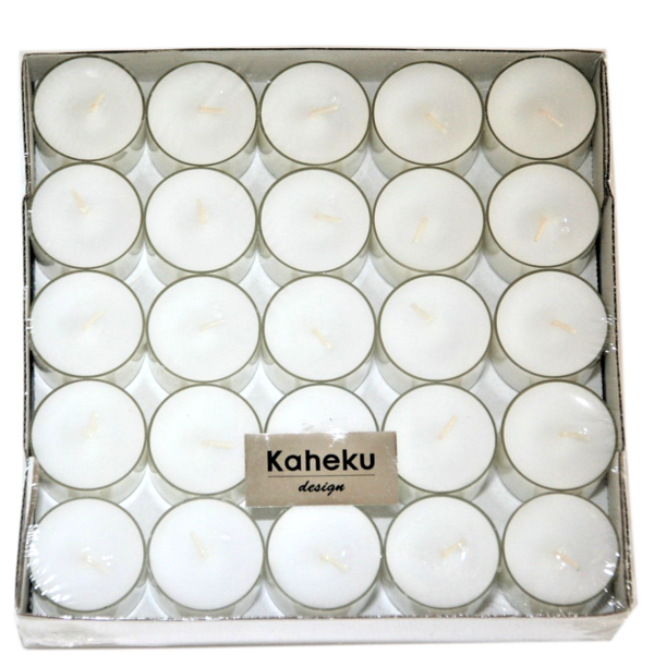 Kaheku Teelichter Lys weiß transparente Hülle Kunststoffhülle 50 Stück