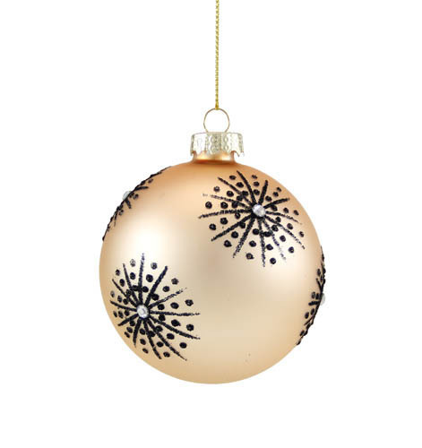 Kaheku Weihnachts-Baumkugel Vary Glas gold matt Dekor Strass d8 cm