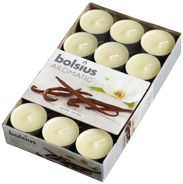 Bolsius Aromatic Duft-Teelichter Vanille (30 Stück)