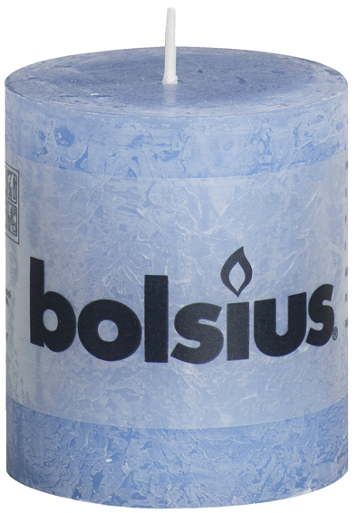 Bolsius Rustik Stumpenkerze blau 80/68 mm