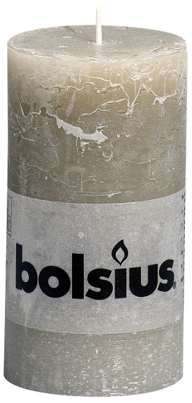 Bolsius Rustik Stumpenkerze kieselgrau 130/68 mm