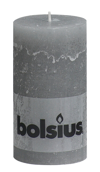 Bolsius Rustik Stumpenkerze hellgrau 130/68 mm