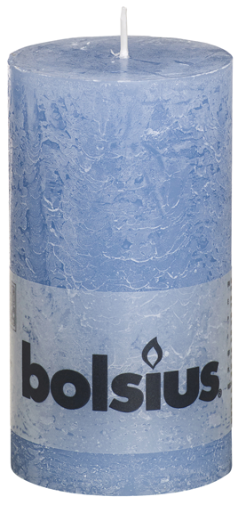 Bolsius Rustic Stumpenkerze jeansblau durchgefärbt 130/68 mm