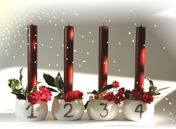 A Simple Mess Kerzenständer Advent "Thilda" 4er-Set weiß Keramik