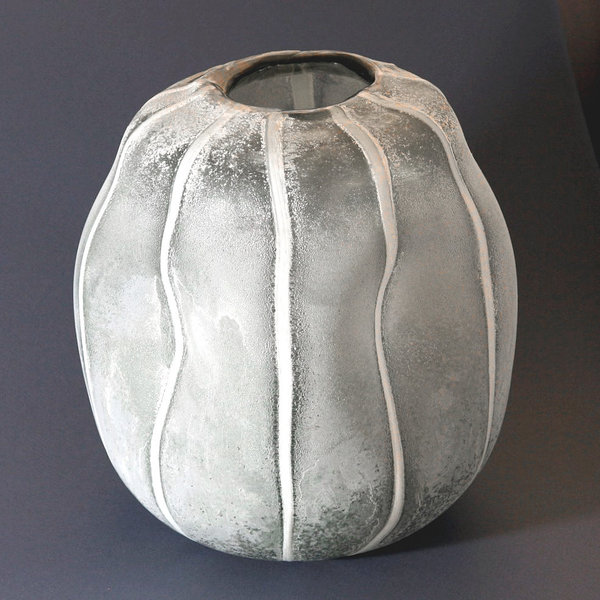 A Simple Mess Vase Mak Blumenvase Glas grau-weiß matt d25 h27 cm