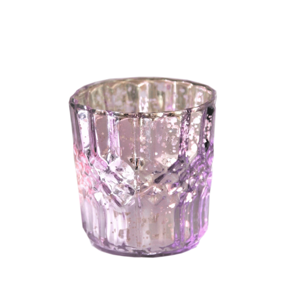Lisbeth Dahl Teelichtglas Windlicht Glas rosa-silber d6,5 h7 cm