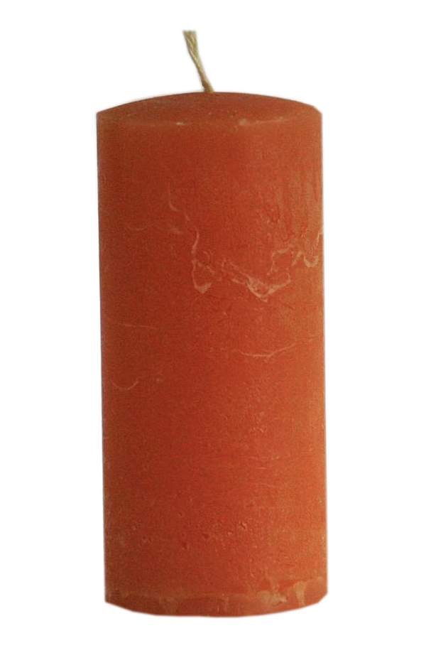 Rustic Stumpenkerze dunkel-orange terra durchgefärbt d6 h12 cm
