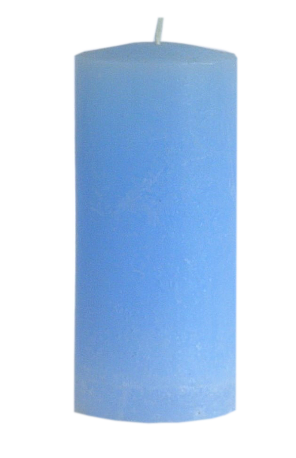 Rustik Stumpenkerze hellblau durchgefärbt d6 h12 cm