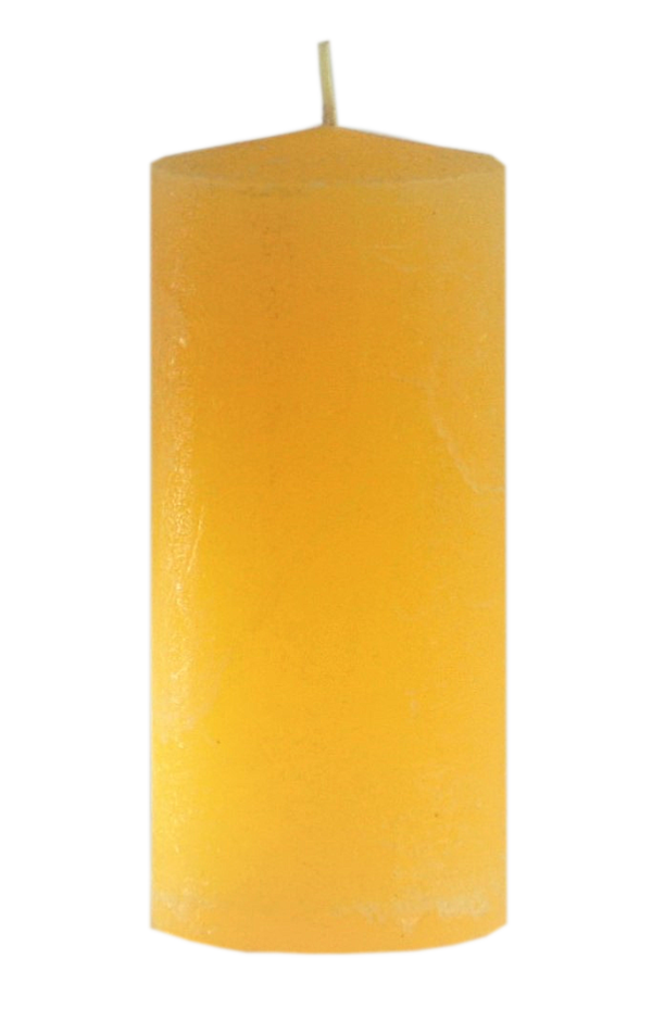 Rustik Stumpenkerze gelb durchgefärbt d6 h12 cm