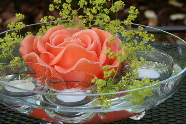 Rosenkerze Blüte orange d15 cm