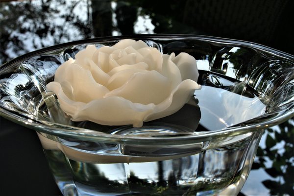Rosenkerze Blüte creme d15 cm
