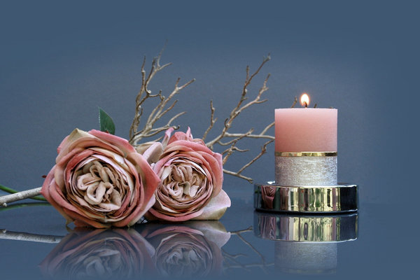 Vosteen Seidenrose Kunstblume künstliche Rose Velvet Textil antik rosa 38 cm