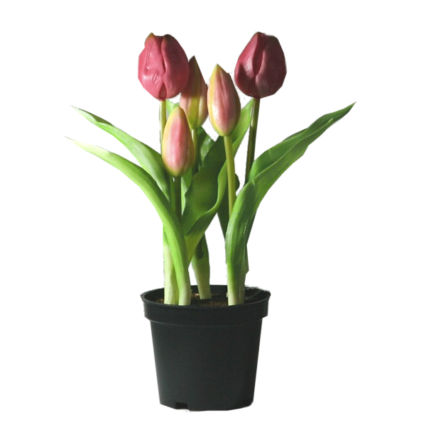 Tulpen im Topf künstlich Real-Touch rosa h24 cm
