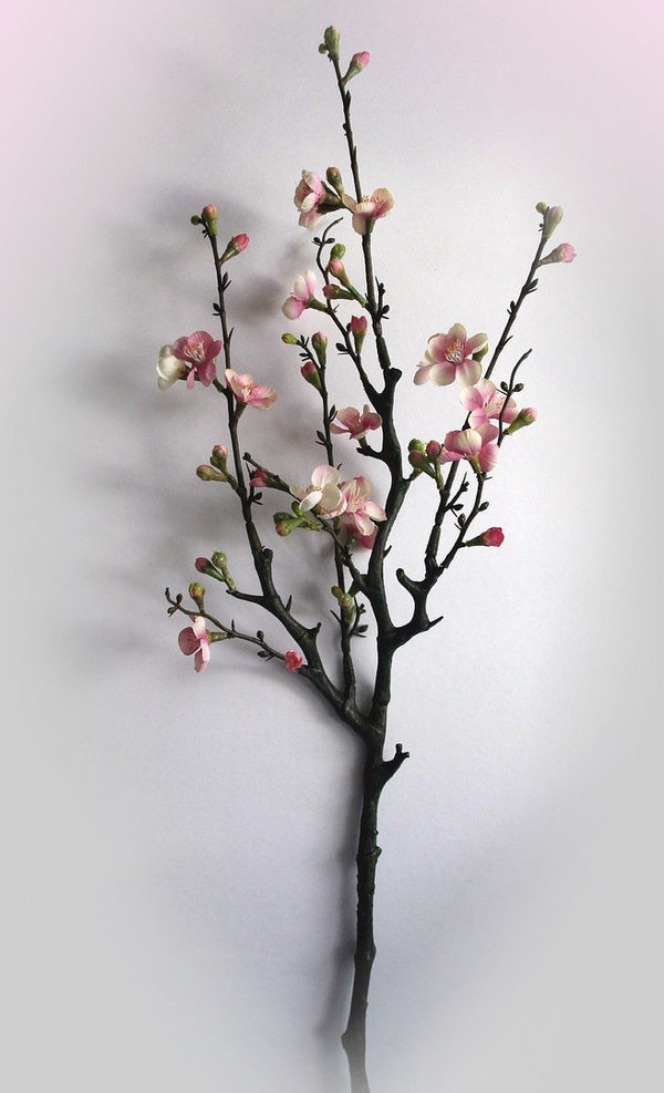 Deko Apfelblütenzweig künstlich rosa-creme 74 cm