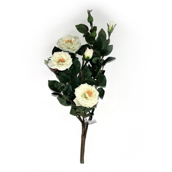 Kunstpflanze Rosenzweig Rosenblüten Knospen creme h45 cm