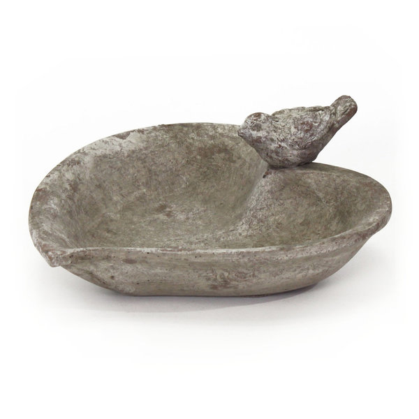 Vogeltränke Vogelbad Herz Schale Keramik grau antik vintage 25 cm