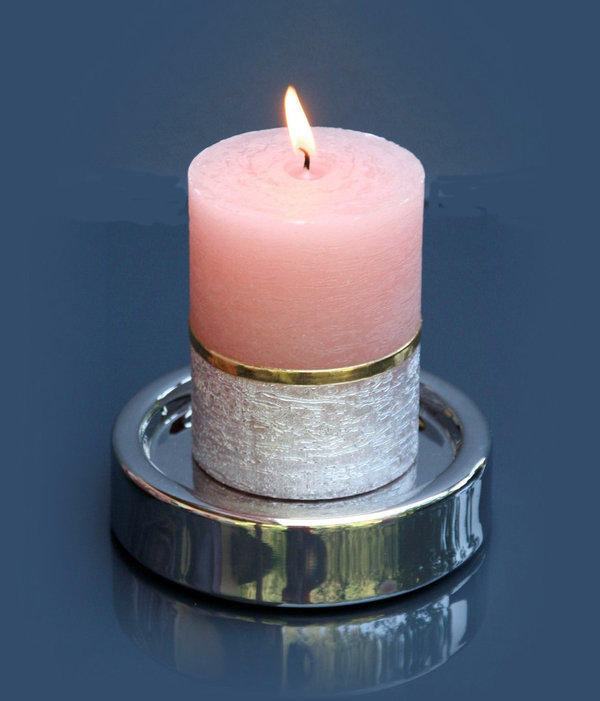 Kaheku Kerzenteller-Kerzenständer NELE Edelstahl silber d11h3 cm