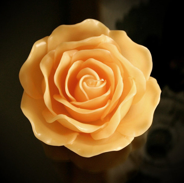 Rosenkerze Blüte vanille-gelb d15 cm