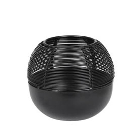 Kaheku Metall-Teelichthalter ARYA schwarz rund d12 h11 cm