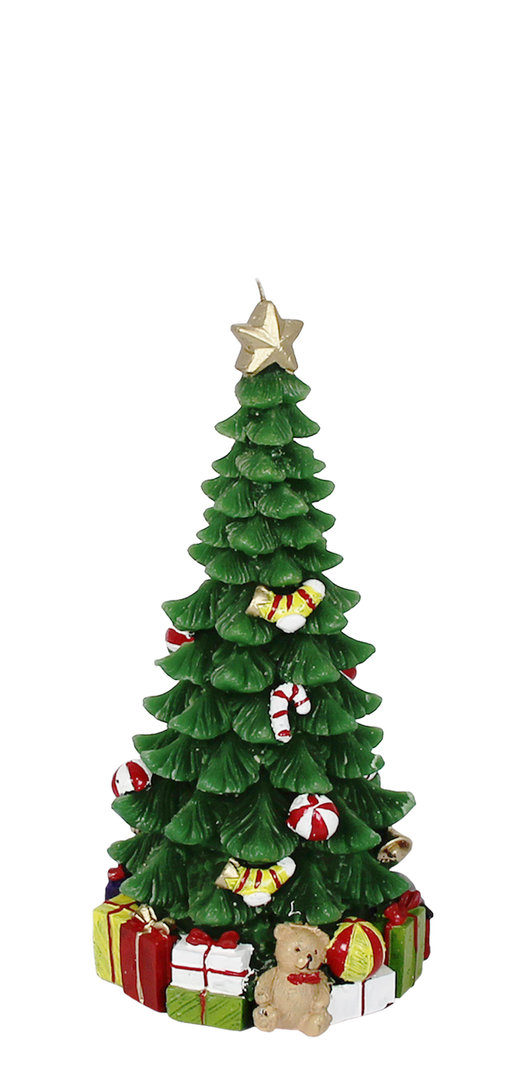 Dekokerze Baum MOLINO traditionell grün-rot h18 cm