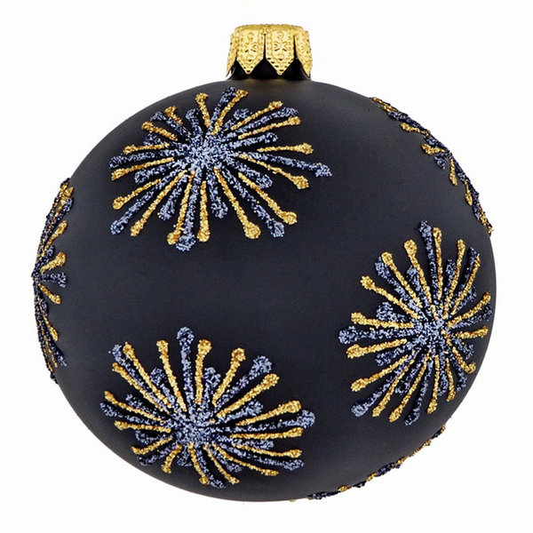 Kaheku Weihnachtsbaumkugelset GLYDE Sterne schwarz-matt d8/10 cm