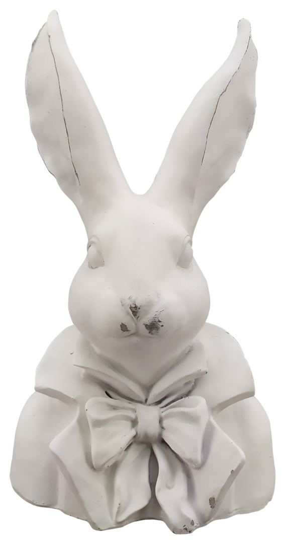 Dekofigur Hasenbüste Hasenkopf männlich weiß 29 cm