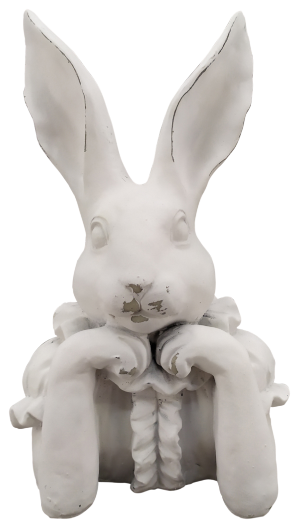 Dekofigur Hasenbüste Hasenkopf weiß weiblich 29 cm