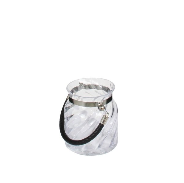 Mini Teelicht-Laterne COMARE Strukturglas klar mit Seil-Griff